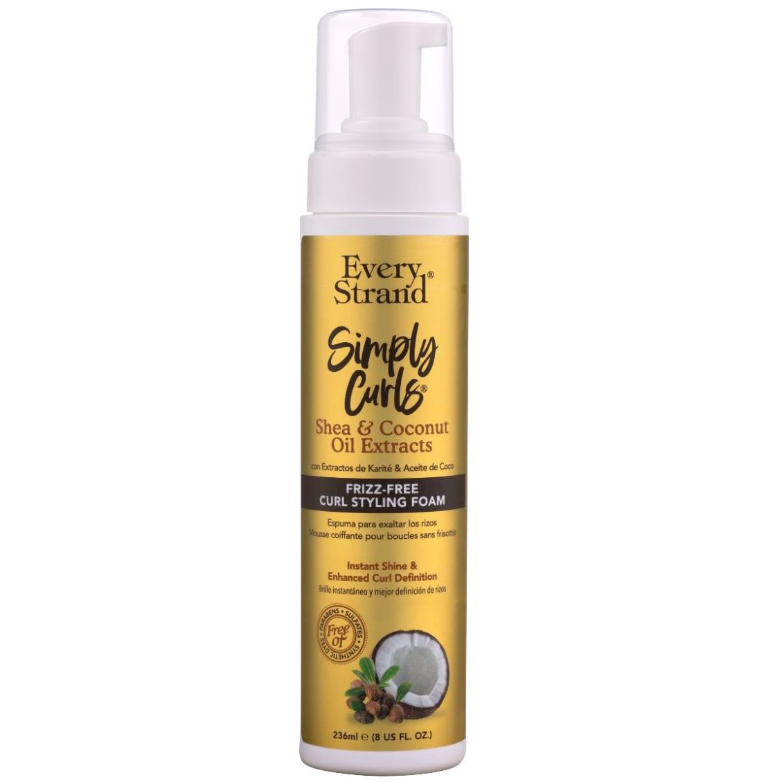 Mousse en Spray Moldeador para Cabello Rizado con Karité y Aceite de Coco Every Strand 236 Ml