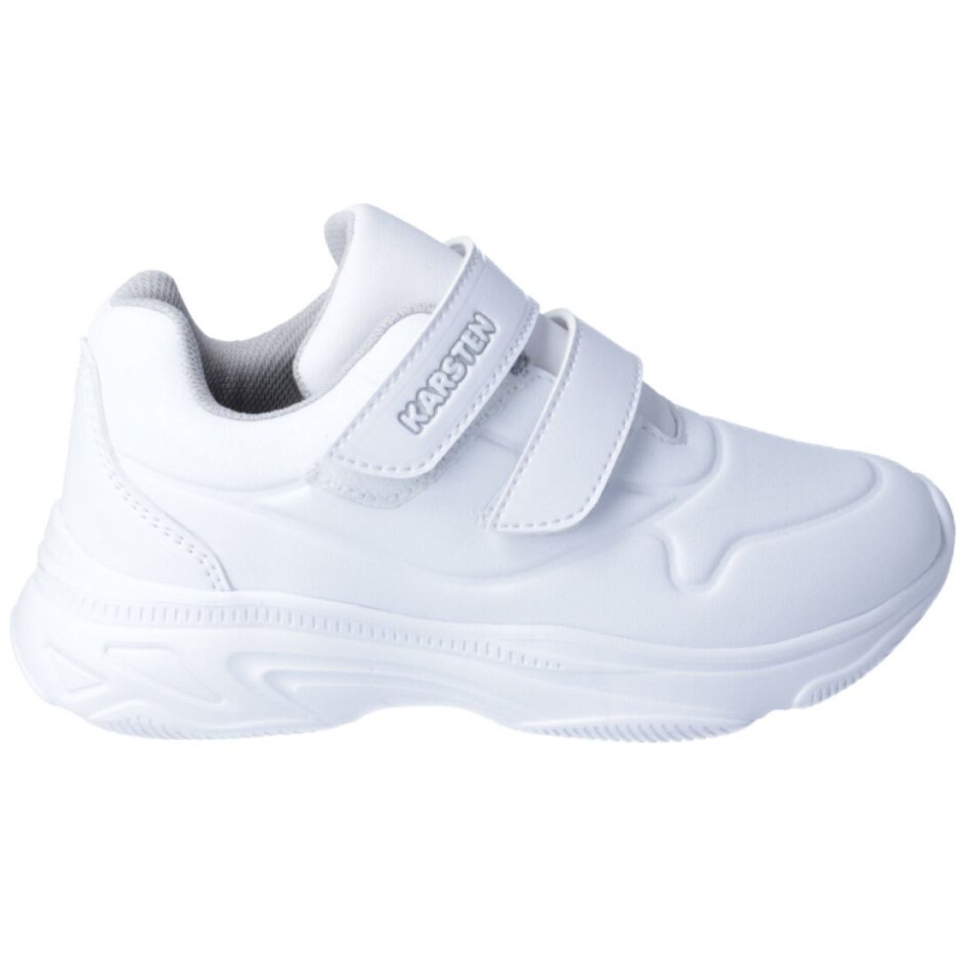 Tenis Escolar con Velcro 22-24 Blanco Karsten para Niño