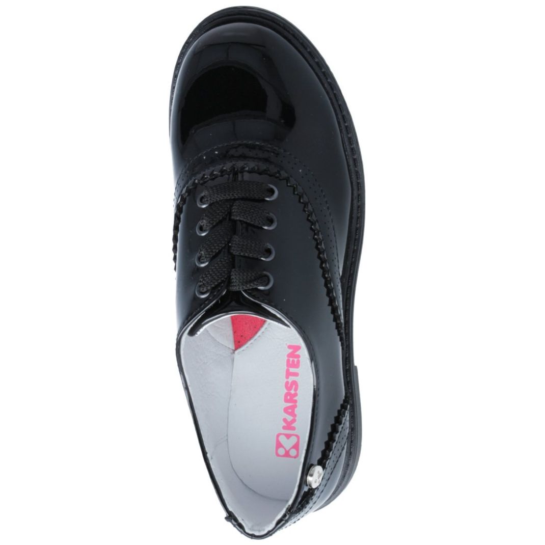 Zapato Escolar Charol con Agujeta 18-21 Negro Karsten para Niña