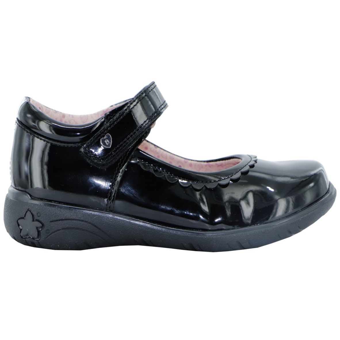  Zapato Escolar Charol Velcro 22-25 Negro Bambino para Niña