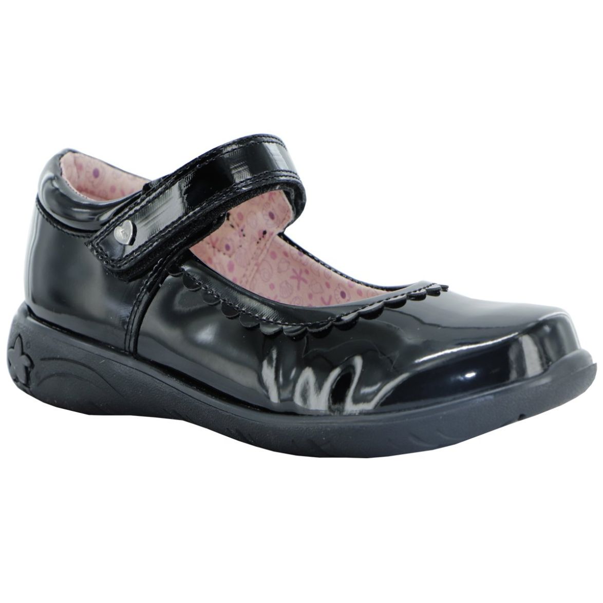  Zapato Escolar Charol Velcro 22-25 Negro Bambino para Niña