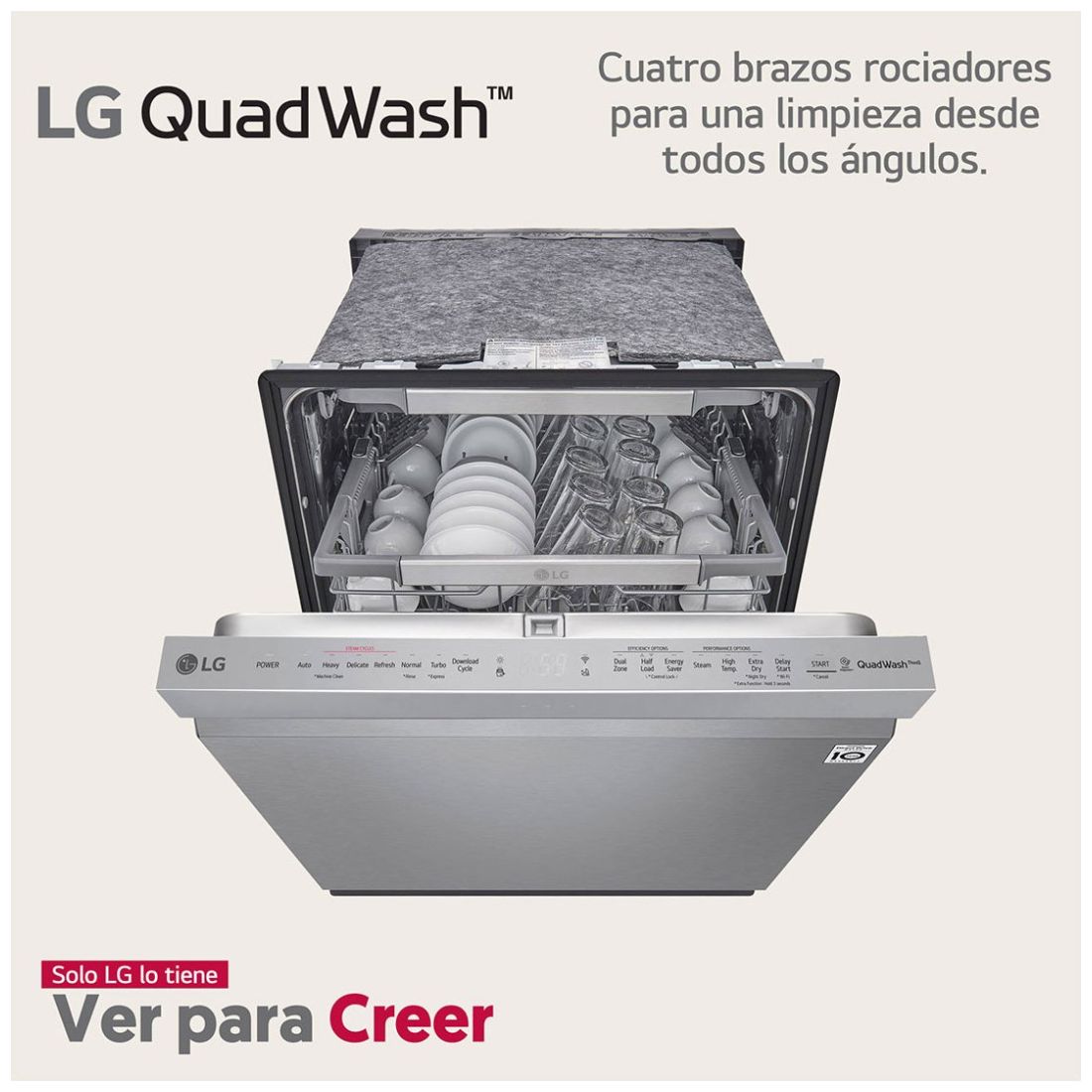 Lavavajillas LG QuadWash™ TrueSteam™ con LGThinQ™ WiFi de Empotre