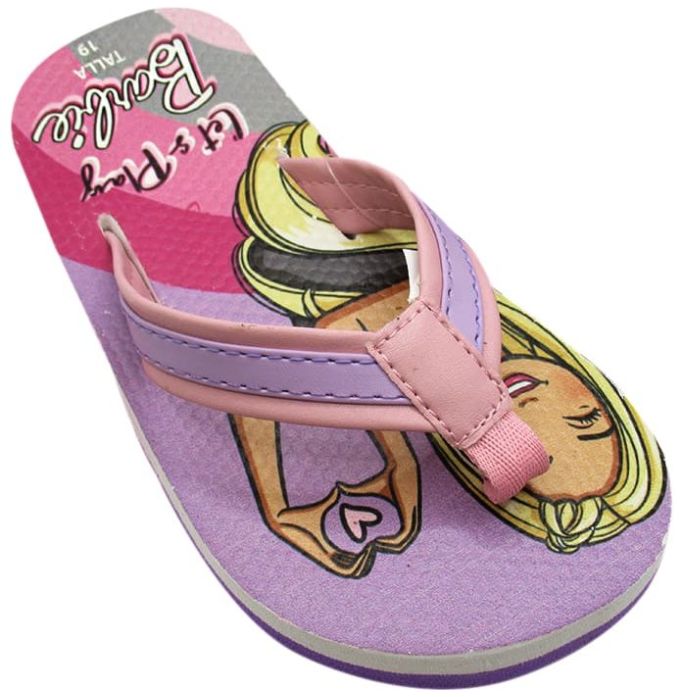 Sandalia Flip Flop 16-21 Morado Barbie para Niña