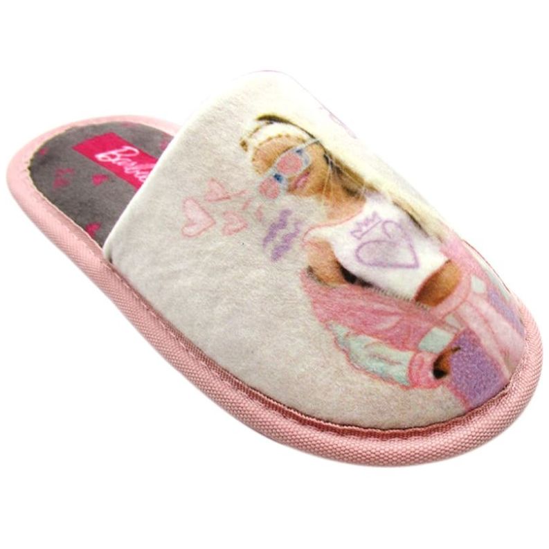 Pantufla Salto de Cama Ch-Xg Gris Barbie para Niña