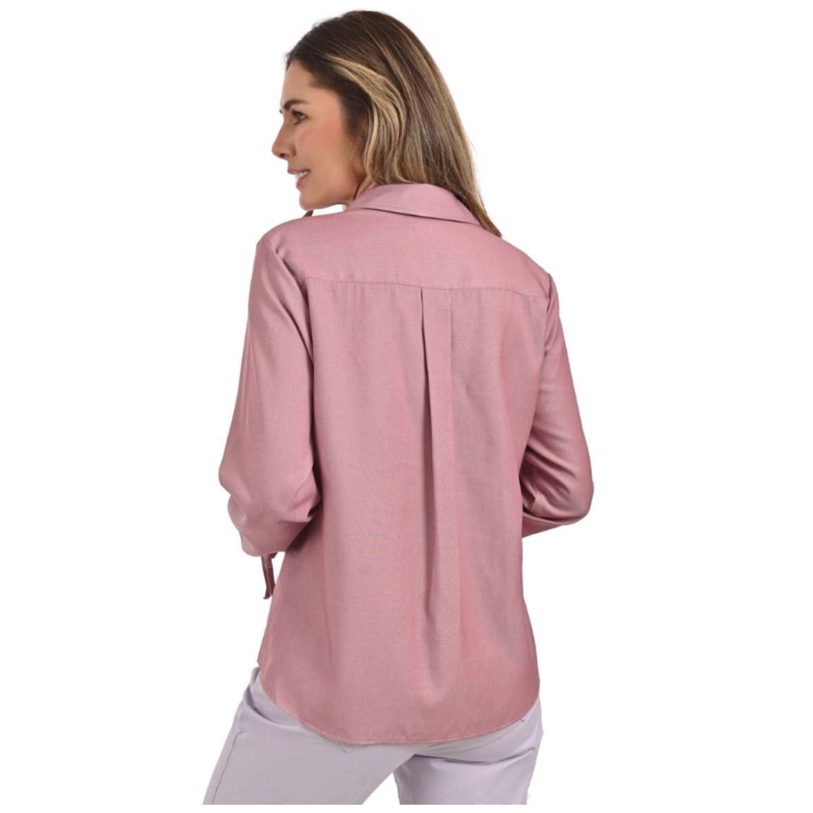 Blusa Gloria Vanderbilt Manga Larga Cuello Camisero Diseño Liso
