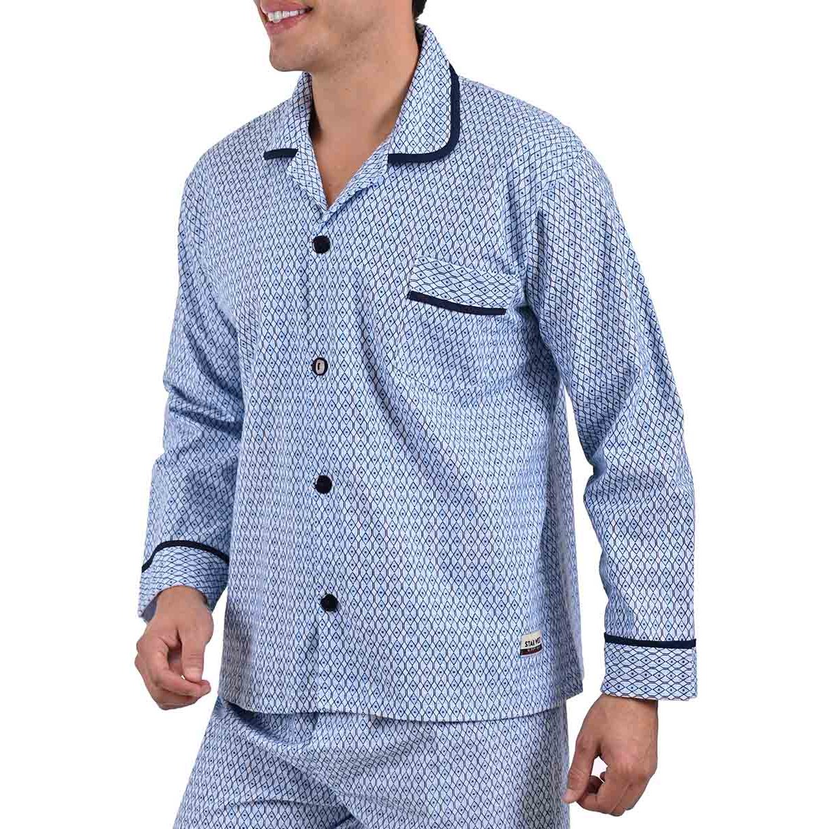Pijama Franela Manga Larga Pantalón Star West para Hombre