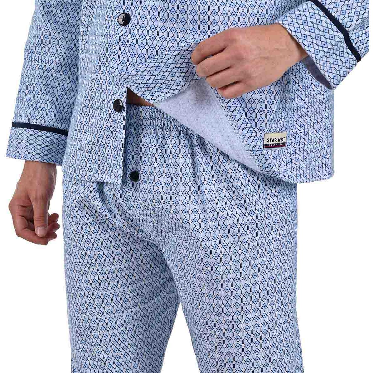 Pijama Franela Manga Larga Pantalón Star West para Hombre