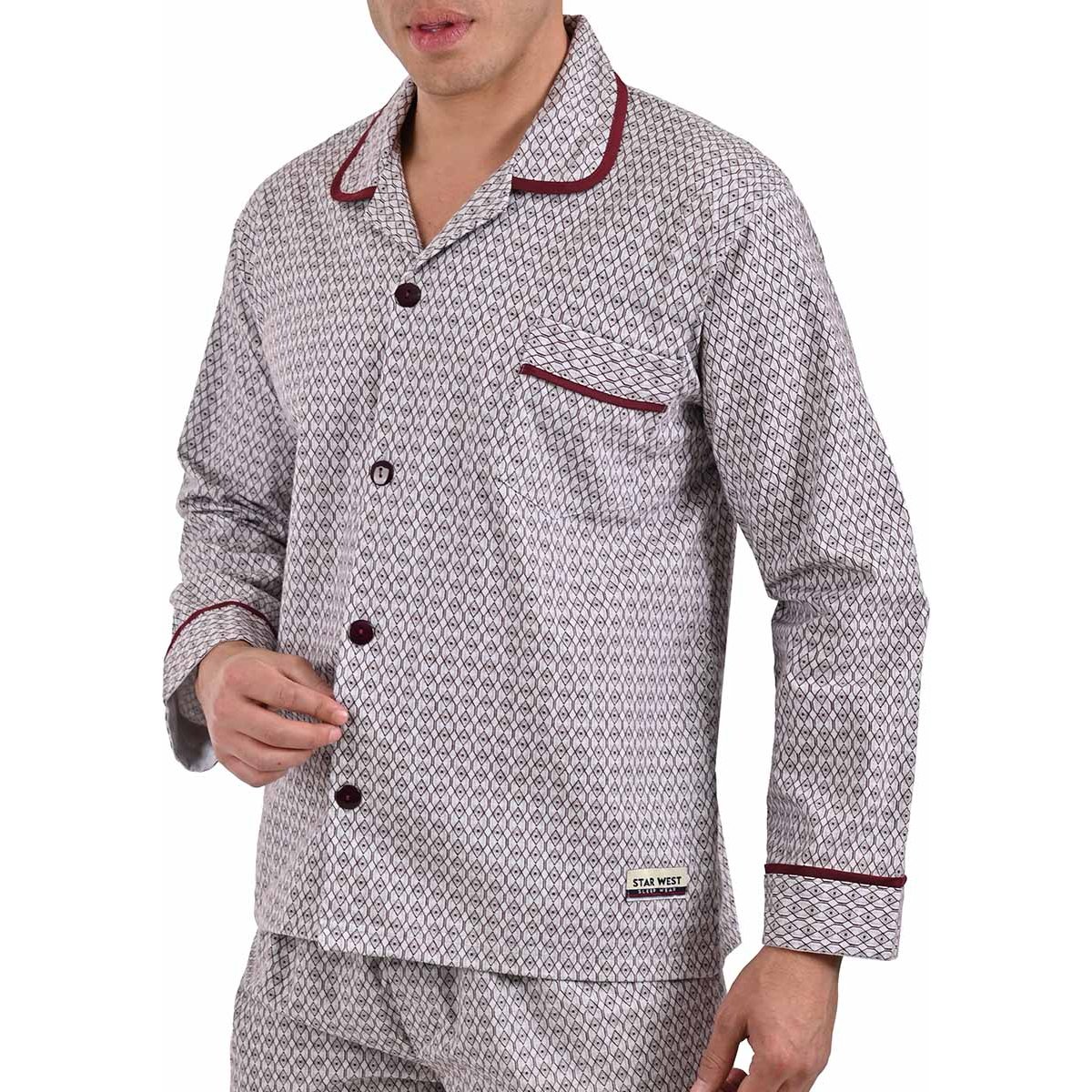 Pijama Franela Manga Larga Pantalón Star West para Hombre