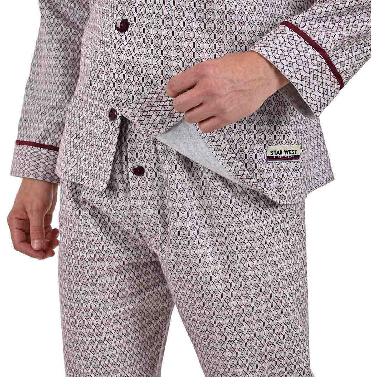 Pijama Franela Manga Larga Pantalón Star West para Hombre