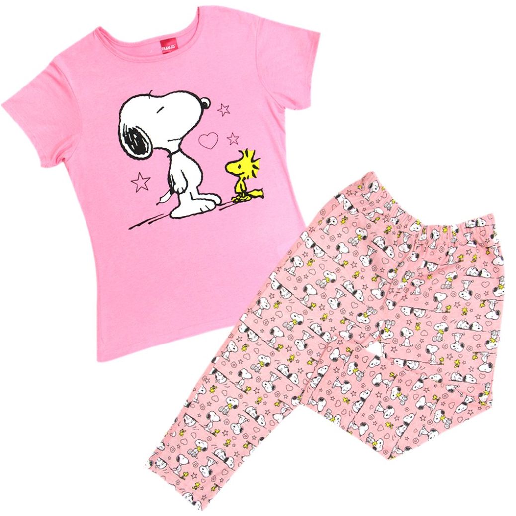 Pijama Algodón Playera Manga Corta y Pantalón Estampado Snoopy.