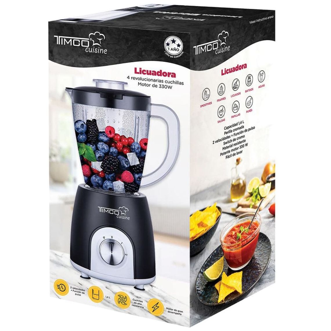 Licuadora Timco 330 W con Jarra de Plástico Modelo Licx803