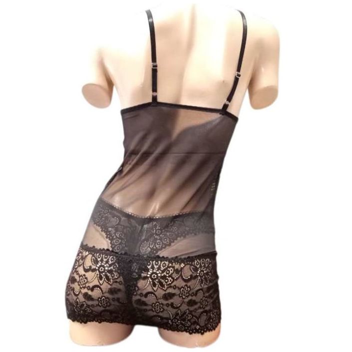 Babydoll Microred Y Encaje Maria Intima