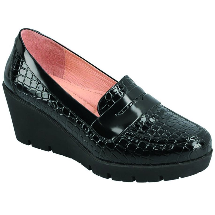 Mocasín Croco Cuña y Antifaz para Mujer Manet