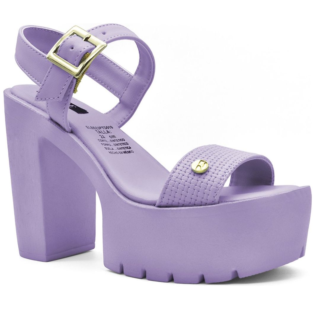 Sandalia Media Plataforma Ajuste Pulsera Lila Elle.
