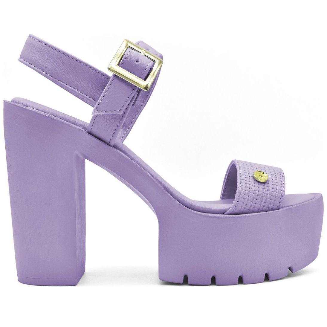 Sandalia Media Plataforma Ajuste Pulsera Lila Elle.