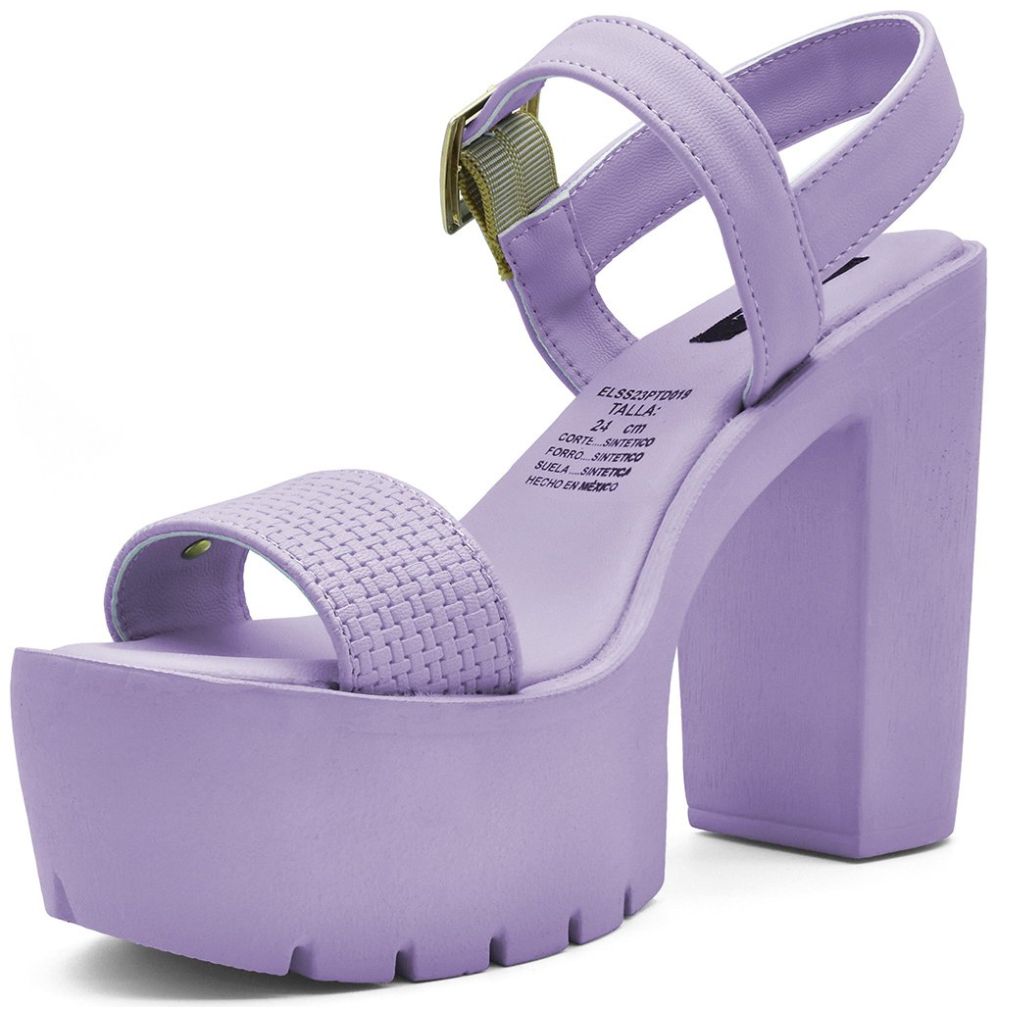 Sandalia Media Plataforma Ajuste Pulsera Lila Elle.