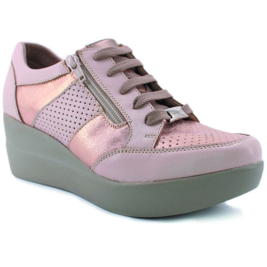 Zapato con Cuña Y Cierre Lateral Rosa Manet