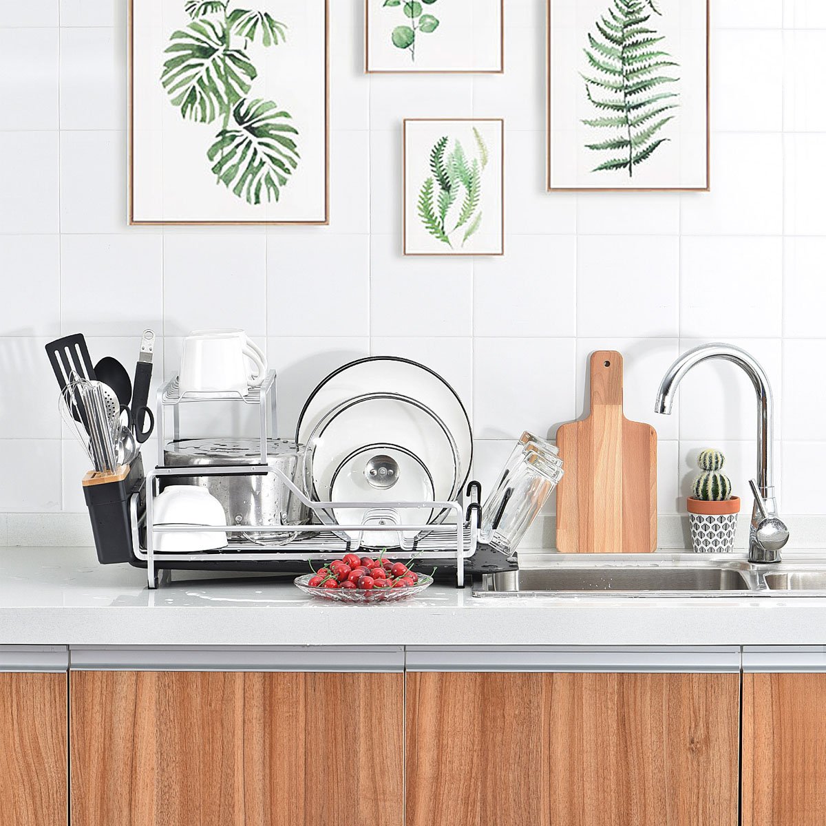 Escurridor Negro con Charola para Trastes Reimart