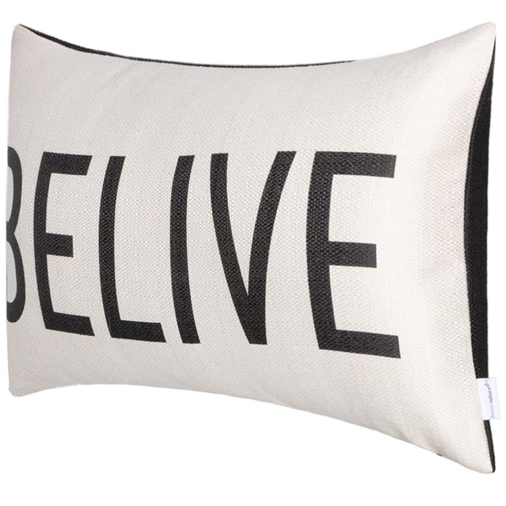 Home Nature Cojín Riñonero "belive" Hueso Back Negro 100% Poliéster