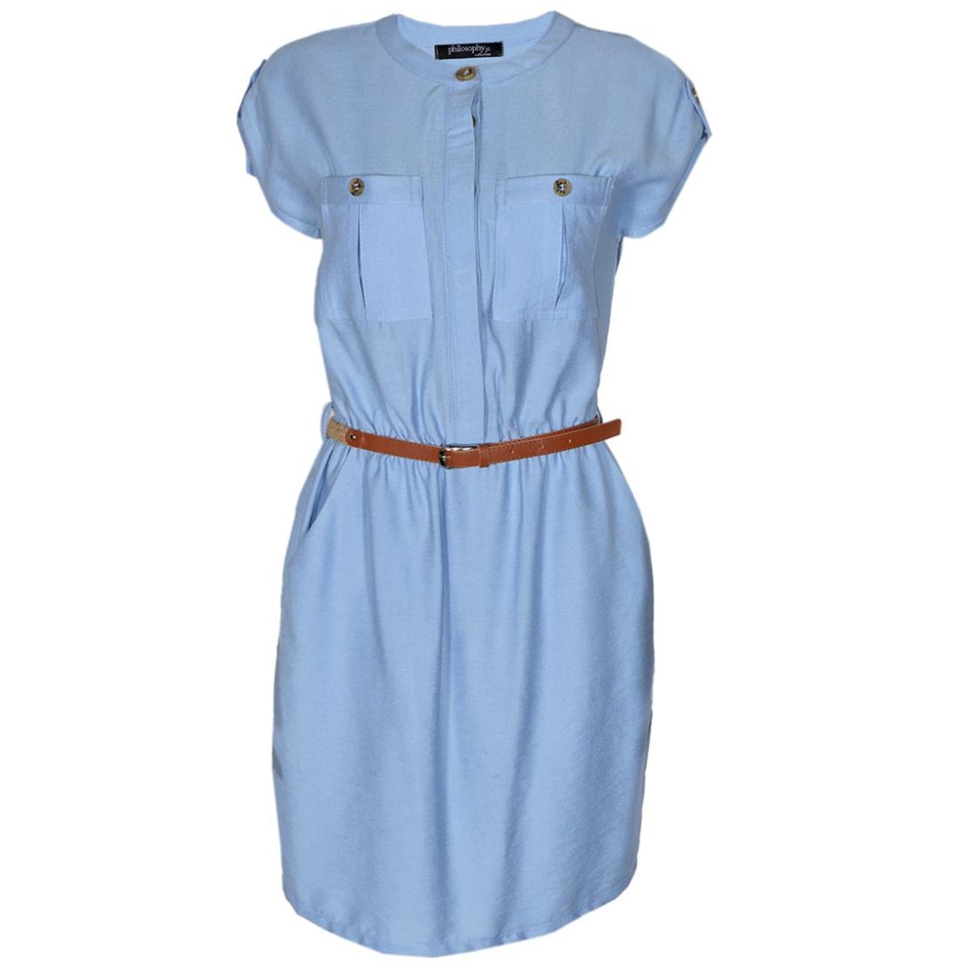 Vestido Corto con Cinturón en Combinación para Mujer Philosophy Jr Collec