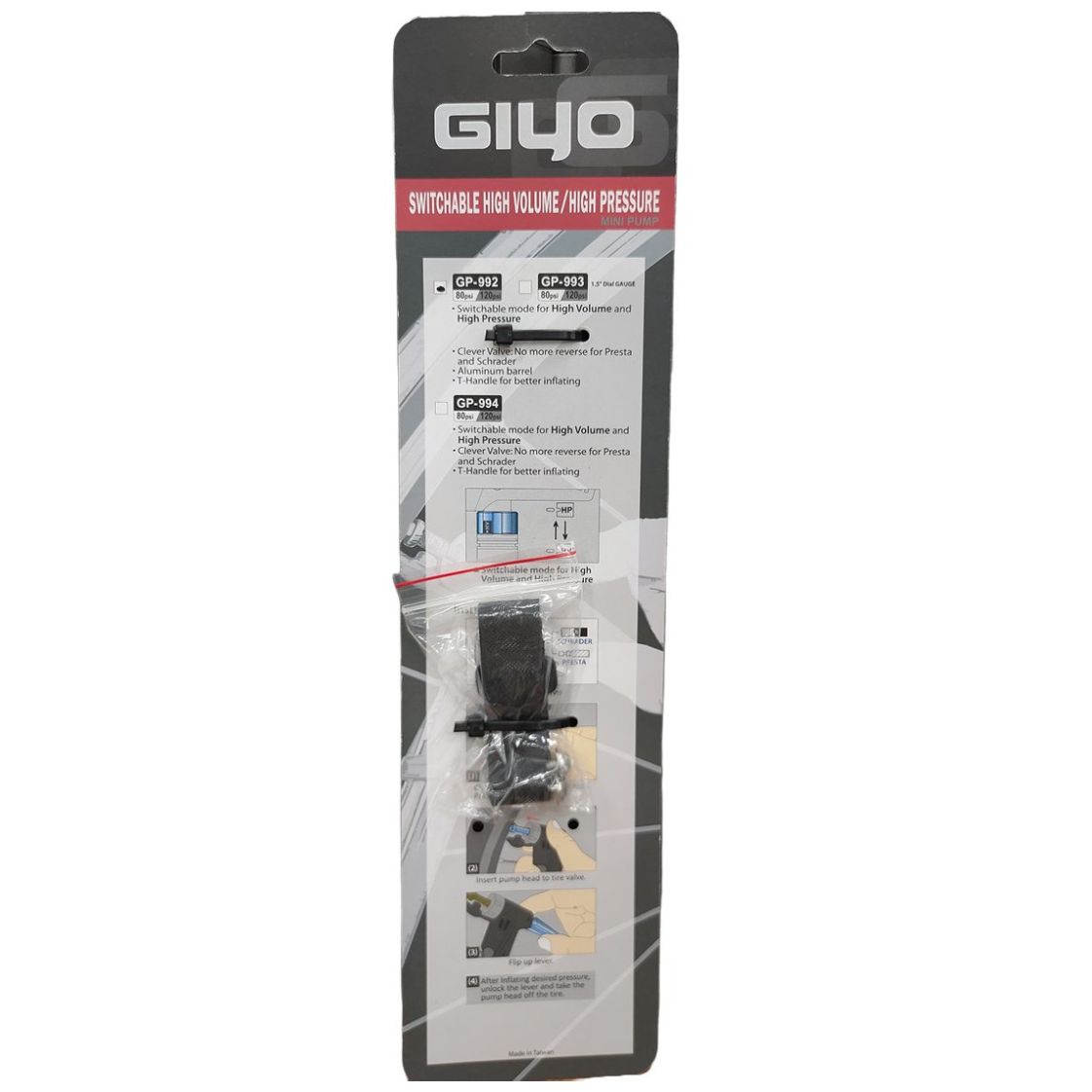 Bomba de Aire Ciclismo Giyo Gp-992 Plateado