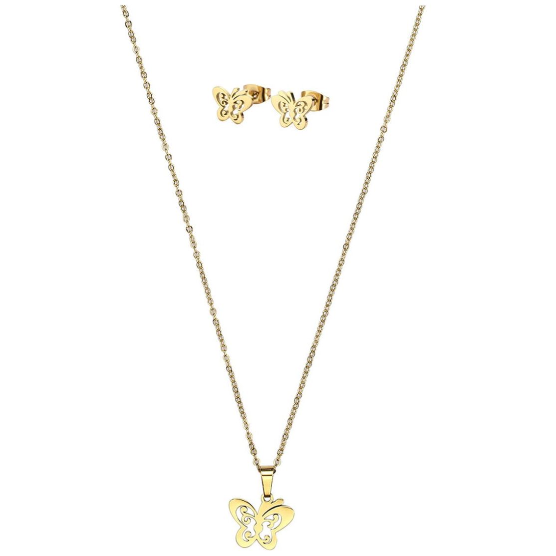 Set de Collar y Aretes de Acero Inoxidable Enso para Mujer