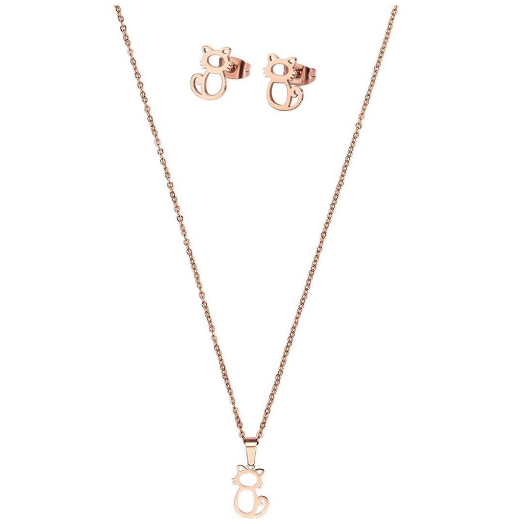 Set de Collar y Aretes de Acero Inoxidable Enso para Mujer