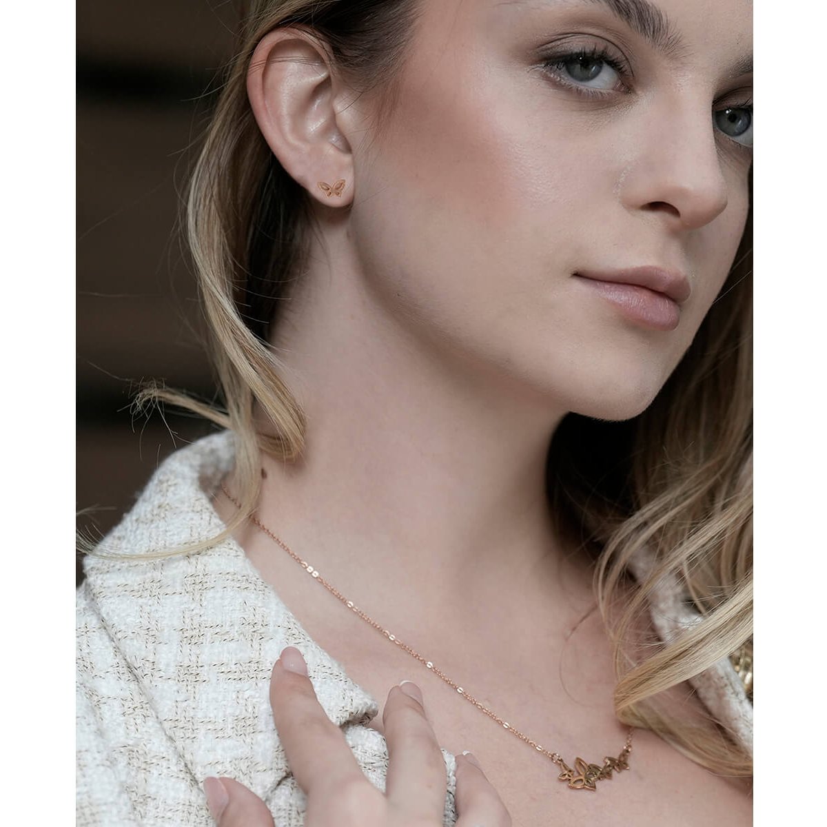 Set de Collar y Aretes de Acero Inoxidable Enso para Mujer