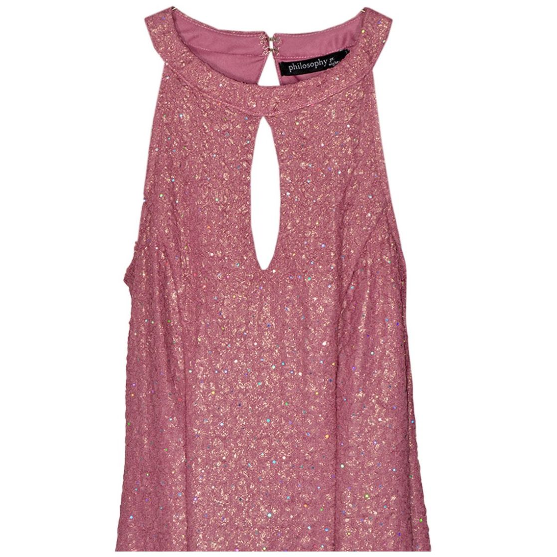 Vestido Corto de Fiesta Tipo Halter Detalle Metálico Philosophy Jr Nights para Mujer