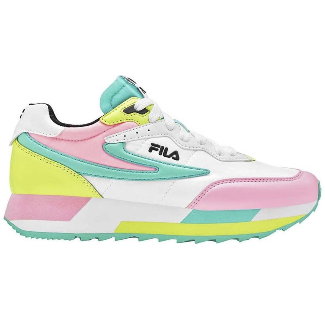 Zapatos fila blancos 2024 con rosado letra