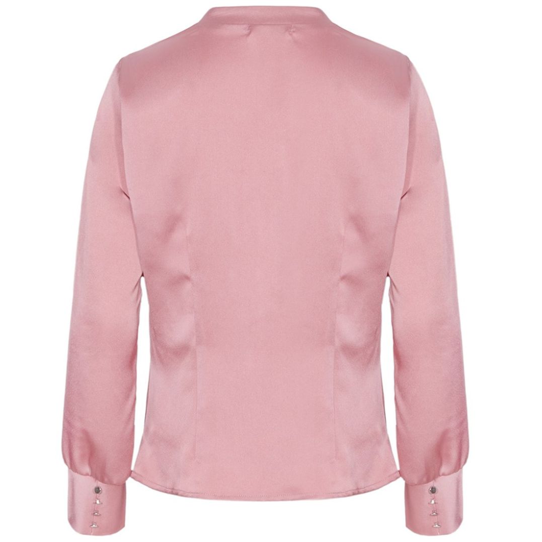 Blusa Apostrophe Manga Larga Cuello V Diseño Satín