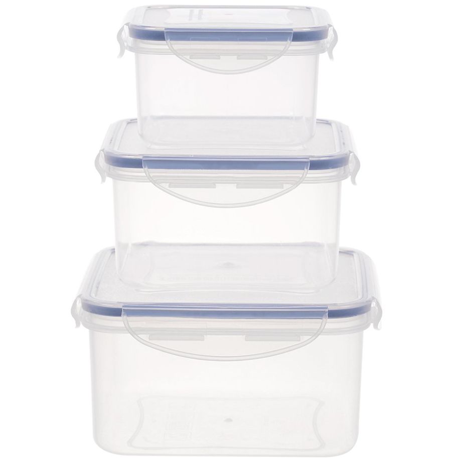 Set de 3 Contenedores Cuadrados de Plástico con Tapa Hermética L&c Home