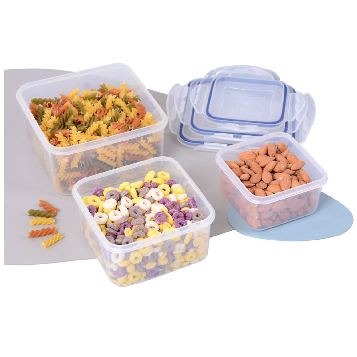 Set de 3 Contenedores Cuadrados de Plástico con Tapa Hermética L&c Home