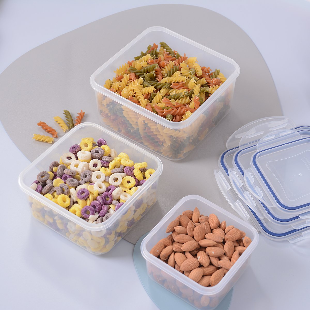 Set de 3 Contenedores Cuadrados de Plástico con Tapa Hermética L&c Home