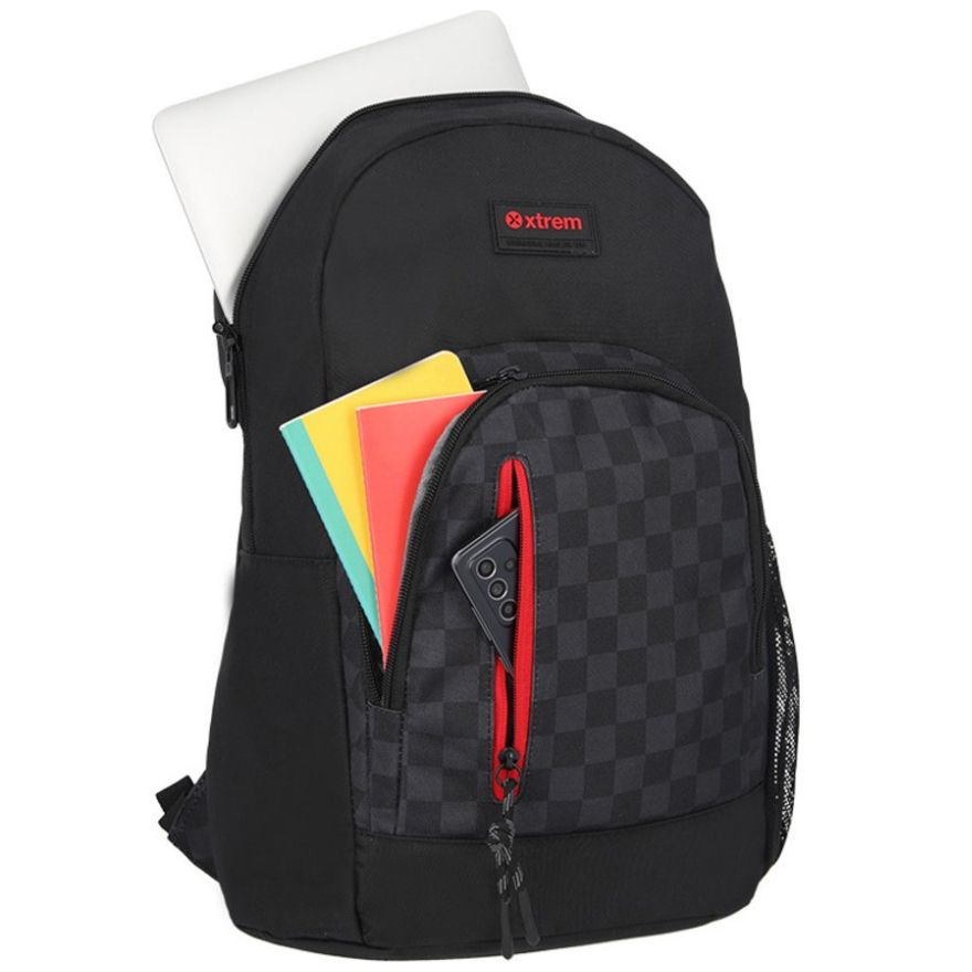 Mochila Tipo Back Pack Austin Checks Negro Xtrem