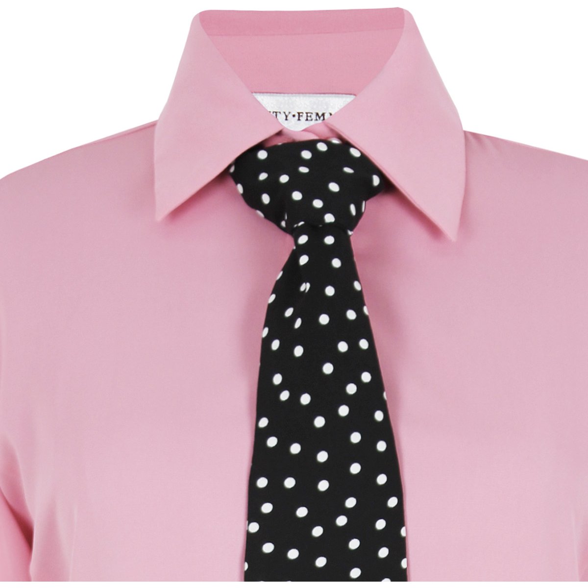Blusa City Femme Manga Larga Cuello Camisero Diseño con Corbata