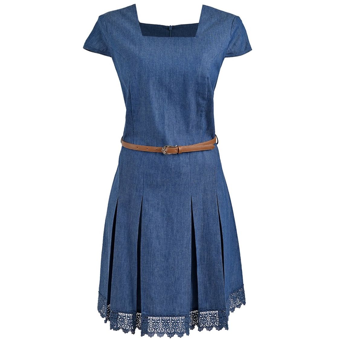 Vestido Michel Paulini Manga Corta Cuello Plano Diseño Liso