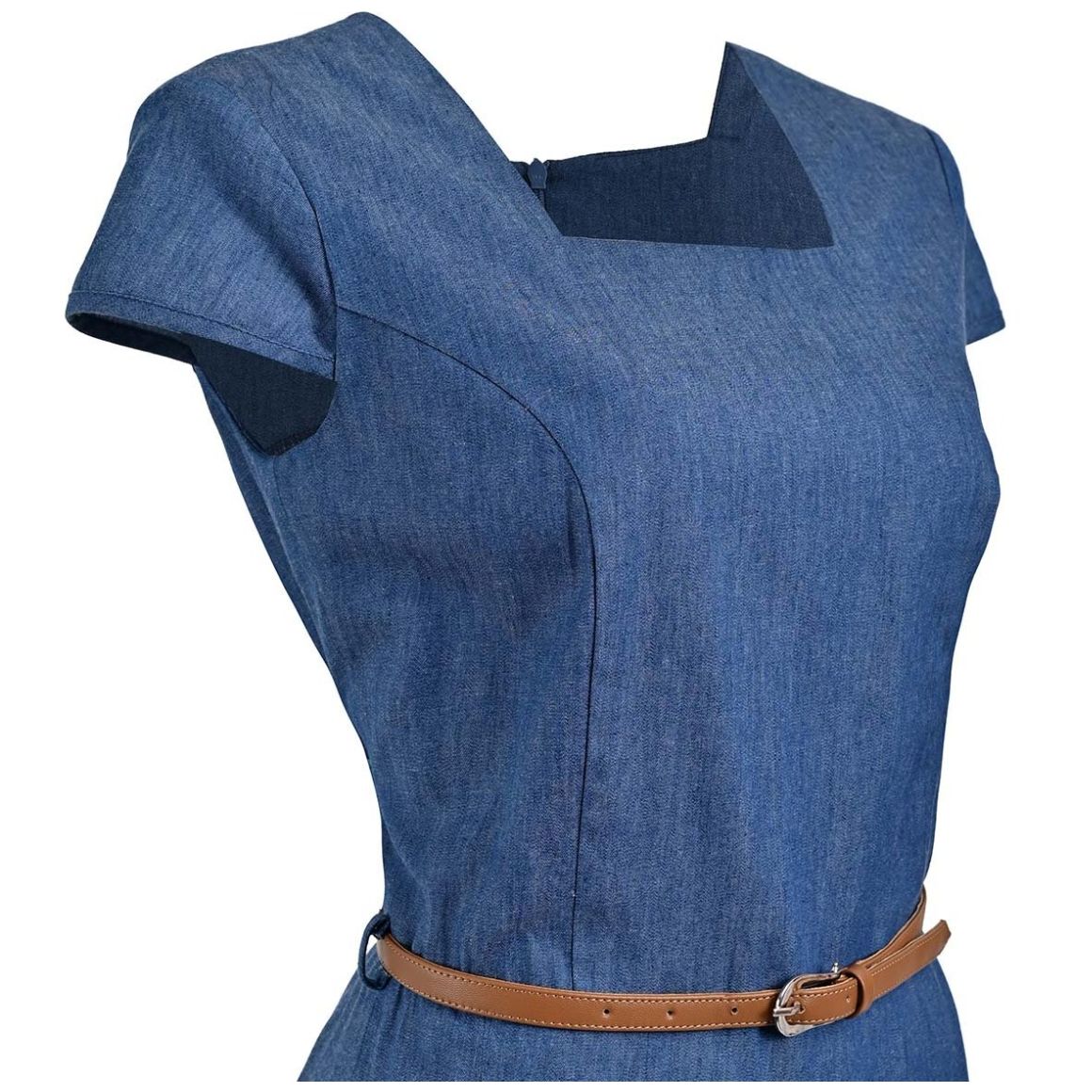 Vestido Michel Paulini Manga Corta Cuello Plano Diseño Liso