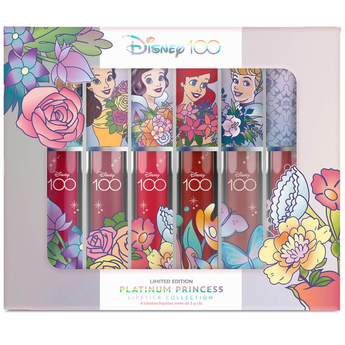 Set de 6 Labiales Mate "princesas Platino"