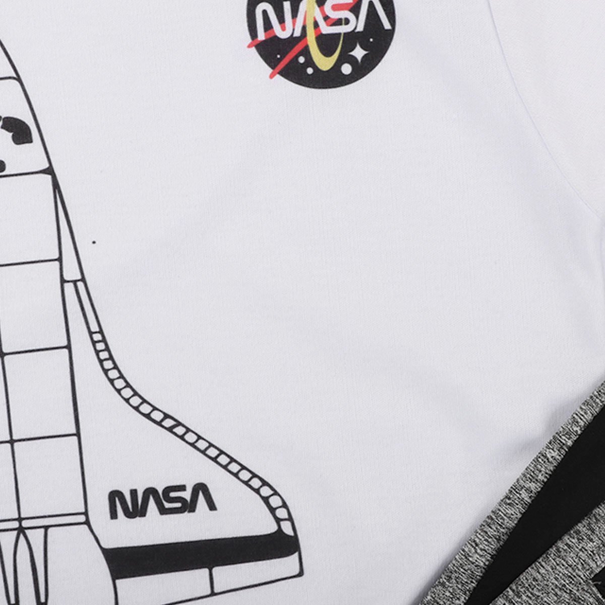 Playera Nasa Manga Corta Blanca Sublimada Nave para Niño