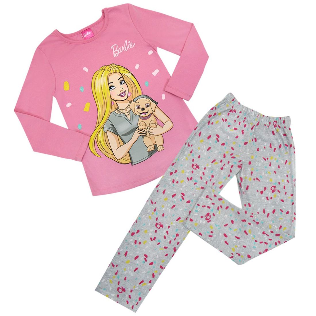 Pijama Barbie Playera Manga Larga Pantalón con Estampado para Niña