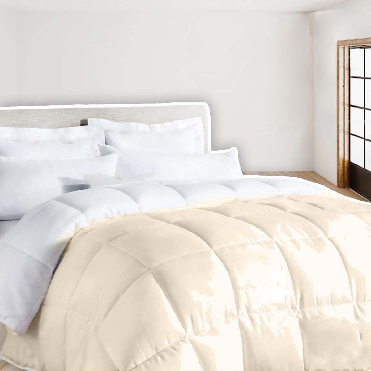 Edredón Matrimonial/queen Size Acolchado Reversible Yvory/blanco Stefano Zanni