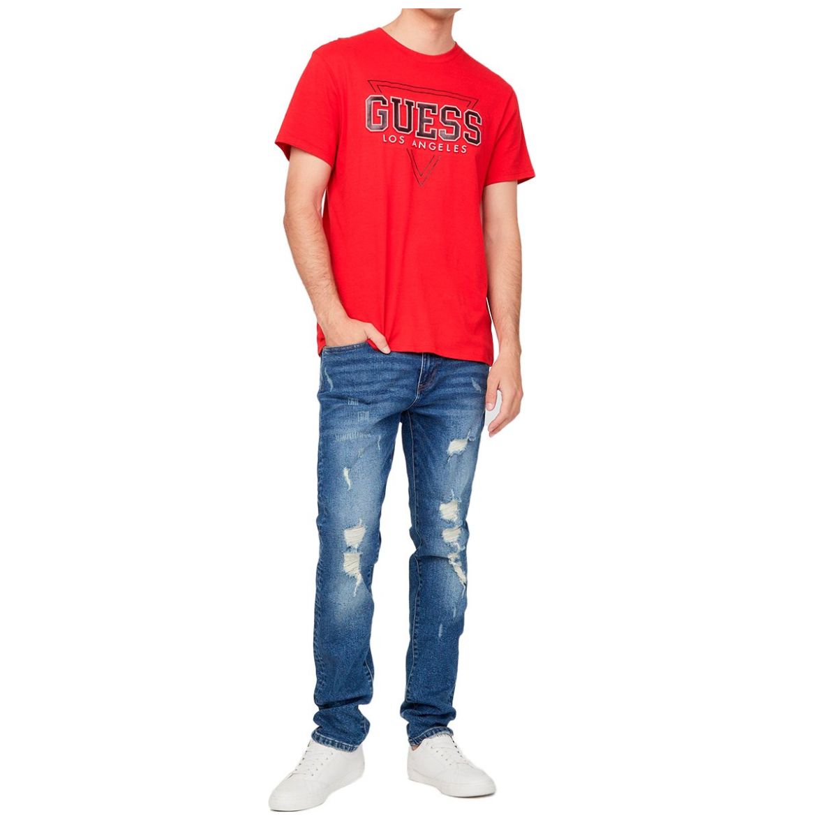 Camiseta guess roja discount hombre