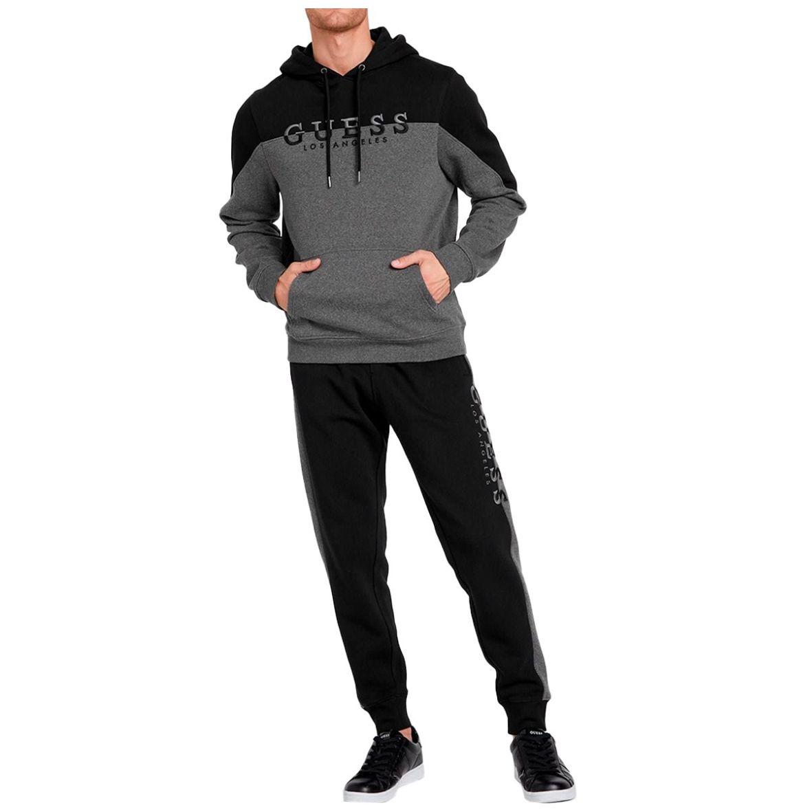 Velvet Hoodie Sudadera Con Capucha Guess Hombre Gris S Rebajas