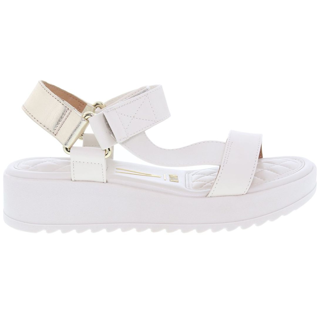 Sandalia Blanca Plataforma Corrida, y Talonera Metalizada