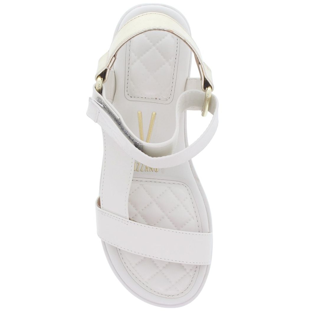 Sandalia Blanca Plataforma Corrida, y Talonera Metalizada