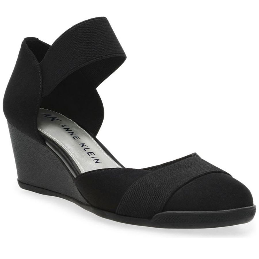 Zapato C Cuña y Resorte Ajustable Negro Anne Klein