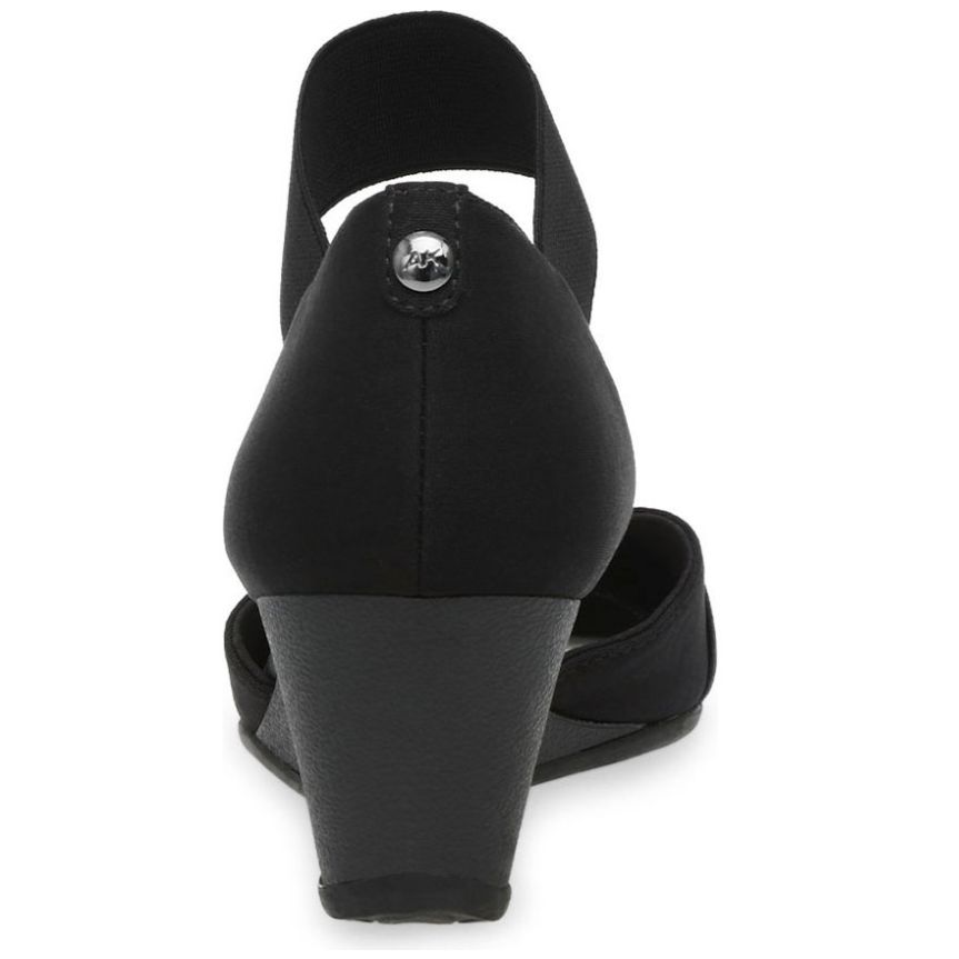 Zapato C Cuña y Resorte Ajustable Negro Anne Klein