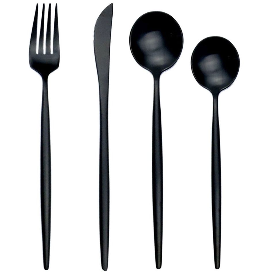 Set 16 Cubiertos Negros Casablanka