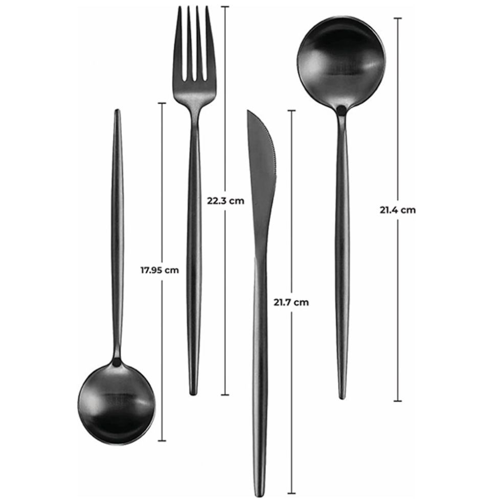 Set 16 Cubiertos Negros Casablanka
